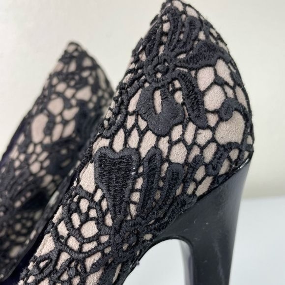 London Trash Super High Platform Heels, Black Lace Overlay, Sz 7 - Picture 10 of 16
